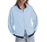 Vhersily Abrigo de mujer con cremallera bomber ligero cómodo cárdigan deportivo liso chaqueta simple Outwear Fitness bolsillos sudadera elegantes manga larga Streetwear, invierno cortavientos