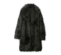 Vhersily Abrigo largo de piel sintética para hombre, chaqueta de ante y cortavientos, para scooter, motociclista, turismo, perfecta para otoño e invierno, Negro , XL
