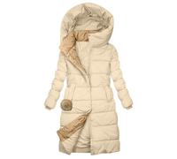 Vhersily Abrigo largo de plumón grueso cálido con puños a prueba de viento y nieve bolsillos chaqueta acolchada impermeable parka jacket, acolchado plumífero para negocios y bodas, entretiempo, B