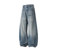 Vhersily Barril Jeans Hombre Vintage Distressed Baggy Low-Rise Jeans Denim Pantalones Kimono Japonés Pantalones Harem Bohemia Transpirable Casual Primavera Verano Playa para Entrenamiento Jogging