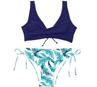 Vhersily Bikini mujer sexy cuello en V Push Up Traje de baño de dos piezas Bikini Conjunto Ajustable Swimwear Traje de baño de dos piezas Top Triángulo con Tirantes Anchos Cruces en la espalda con