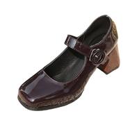 Vhersily Boda de novia dulce Lolita Mary Jane Zapatos Plateau Mujer, marrón, 35 EU