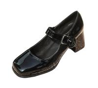 Vhersily Boda de novia dulce Lolita Mary Jane Zapatos Plateau Mujer, Negro , 35 EU