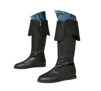 Vhersily Botas de cuero PU Tacón bajo Mid Tube Knights Boots Botas renacentistas medievales Cosplay Fiesta de Carnaval Cubrebotas Medieval para Noche Bodas Ceremonia, B Negro, 48 EU