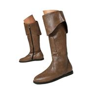 Vhersily Botas de cuero PU Tacón bajo Mid Tube Knights Boots Botas renacentistas medievales Cosplay Fiesta de Carnaval Cubrebotas Medieval para Noche Bodas Ceremonia, B Brown, 44 EU