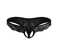 Vhersily Bragas de entrepierna abierta, para hombre, sexy, de encaje, de cintura baja, con agujero en el pene, tanga bikini, G-String Underwear, para gimnasio, entrenamiento, discoteca, para llevar