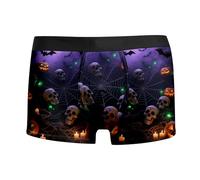 Vhersily Calzoncillos para hombre con estampado de terror de Halloween transpirable suave elástico cómodo ropa interior clásica ropa interior deportiva funda soporte shorts bóxer elásticos troncos