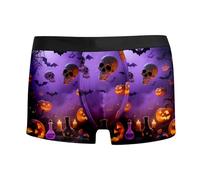 Vhersily Calzoncillos para hombre con estampado de terror de Halloween transpirable suave elástico ropa interior clásica ropa interior deportiva funda soporte shorts bóxer elásticos troncos secado