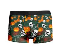 Vhersily Calzoncillos para hombre con estampado de terror de Halloween transpirable suave elástico ropa interior clásica ropa interior deportiva funda soporte shorts bóxer elásticos troncos secado