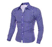 Vhersily Camisa a cuadros para hombre de algodón de manga larga con una camisa delgada, ajustada, clásica formal chic jackets para boda, negocios, Oktoberfest, carnaval, Halloween, turquesa, XXL