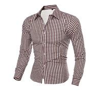 Vhersily Camisa a cuadros para hombre de algodón de manga larga con una camisa delgada, ajustada, clásica formal chic jackets para boda, negocios, Oktoberfest, carnaval, Halloween, violeta, M