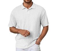 Vhersily Camisa de lino para hombre, manga corta, trama relajada, estilo Old Money con cuello clásico y tejido antitranspirante, ideal para estilismo, eventos de verano para correr, caminar y correr
