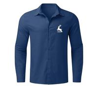 Vhersily Camisa de manga larga para hombre, con botones, para playa, ajustada, de lino, para scooter, motociclista, turismo, clásico, formal, chic, para boda, negocios, para llevar nuevo semestre