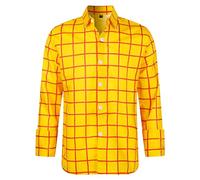 Vhersily Camisa vaquera occidental para hombre, a cuadros, manga larga, estilo hippie, elástica, vaquero, boda, fiesta, playa, leñador, moda, amarillo, XXXL