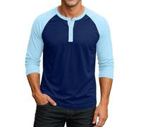 Vhersily Camisas de verano para hombre, manga 3/4 de béisbol, camisetas informales, de algodón, deportivas, extralargas, para caminar, entrenar, correr, versátiles, para look, bodas, invitados