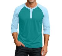 Vhersily Camisas de verano para hombre, manga 3/4 de béisbol, camisetas informales, de algodón, deportivas, extralargas, para caminar, entrenar, correr, versátiles, para look, bodas, invitados