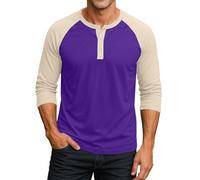 Vhersily Camisas de verano para hombre, manga 3/4 de béisbol, camisetas informales, de algodón, deportivas, extralargas, para caminar, entrenar, correr, versátiles, para look, bodas, invitados