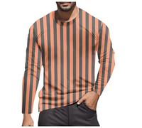 Vhersily Camiseta de manga larga para hombre con estampado de cuello redondo, de algodón, ligera, ligera, para otoño e invierno, versátil, A Orange, XXXL