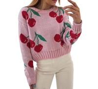 Vhersily Camiseta de manga larga para mujer, ligera, holgada, de entretiempo, para negocios, trabajo, versátil para otoño e invierno, rojo, L