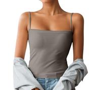 Vhersily Camiseta de tirantes para mujer Y2K sin espalda Crop Top Slim Fit Low Cut Spaghetti Strap Camisoles sin mangas de base Streetwear, a la moda, color liso, para entrenamiento de culturismo