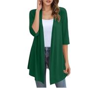 Vhersily Cárdigan de mujer con bolsillo, ligero, mangas 3/4, abierto, elegante, informal, de entretiempo, para negocios, trabajo, cortavientos, calle, calle, otoño, invierno, Bu2, M