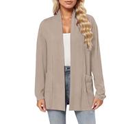Vhersily Cárdigan de mujer de manga 3/4, elegante y ligero, estilo casual, color liso, media longitud, cómodo abrir en la parte delantera Outerwear, Delgado, Streetwear para Otoño e Invierno, verde
