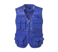Vhersily Chaleco de red para hombre, talla grande, impermeable, con múltiples bolsillos estratégicos, para pesca profesional con verano, talla grande, malla, pescador, caza, fotografía exterior