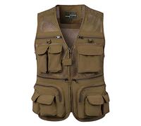 Vhersily Chaleco de red para hombre, talla grande, impermeable, con múltiples bolsillos estratégicos, para pesca profesional con verano, talla grande, malla, pescador, caza, fotografía exterior