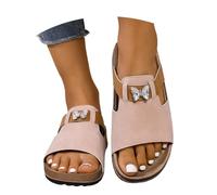 Vhersily Chanclas de mujer de verano cuña sandalias elegantes corcho casa mar playa sandalias ancho abierto zapatos para fiesta ceremonia eventos boda noche trabajo oficina ocasiones formales, Rosa