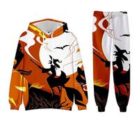Vhersily Chándal de entrenamiento para hombre con lobo 3D, juego de 2 piezas, informal, de manga larga, para fitness, jogging, gimnasio, hip hop, punk, calle, otoño, invierno, Halloween, OTROS 3, S