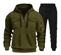 Vhersily Chándal de hombre completo de gimnasia de invierno afelpado completo deporte camiseta sudadera con capucha y pantalón dos piezas conjunto Tracksuit con cremallera Suit Ropa deportiva para
