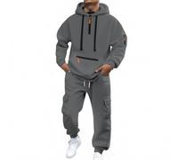 Vhersily Chándal de hombre completo de gimnasia de invierno afelpado completo deporte camiseta sudadera con capucha y pantalón dos piezas conjunto Tracksuit Activewear, conjunto de tenis para fitness