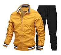 Vhersily Chándal de hombre para primavera y otoño, 2 piezas, chaqueta patchwork + pantalones de jogging casual Sportswear Suit Atletico Manga Larga Sudadera con Capucha Deportes Cálido Entrenamiento