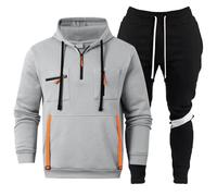Vhersily Chándal para hombre completo de gimnasia juego deportivo jersey sudadera con capucha y pantalones de 2 piezas Activewear, conjunto de tenis para fitness, entrenamiento, gimnasio, para otoño e