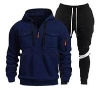 Vhersily Chándal para hombre completo de gimnasia juego deportivo jersey sudadera con capucha y pantalones de 2 piezas Activewear, conjunto de tenis para fitness, entrenamiento, gimnasio, para otoño e