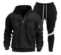 Vhersily Chándal para hombre completo de gimnasia juego deportivo jersey sudadera con capucha y pantalones de 2 piezas Activewear, conjunto de tenis para fitness, entrenamiento, gimnasio, para otoño e