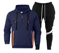 Vhersily Chándal para hombre completo de gimnasia juego deportivo jersey sudadera con capucha y pantalones de 2 piezas Activewear, conjunto de tenis para fitness, entrenamiento, gimnasio, para otoño e