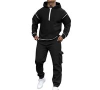 Vhersily Chándal para hombre, para tiempo libre, casa, con cremallera de 1/4, con capucha, sudadera y pantalones, deportivo, 2 piezas, gimnasia activewear, conjunto de tenis, para llevar nuevo