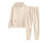 Vhersily Chándal para mujer, con capucha, pantalones y bolsillos, ropa deportiva, ropa deportiva para el hogar, fitness, calle, para otoño e invierno, beige, XXL