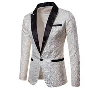 Vhersily Chaqueta de hombre Blazer Modelo Oscuro Estilo Tribunal Retro Un Botón con un Vestido Slim Chaqueta Elegante Negocio Traje con Bolsillos Paisley Floral Jacquard Suit Abrigos Elegantes Chic