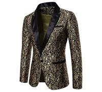 Vhersily Chaqueta de hombre Blazer Modelo Oscuro Estilo Tribunal Retro Un Botón con un Vestido Slim Chaqueta Elegante Negocio Traje con Bolsillos Paisley Floral Jacquard Suit Abrigos Elegantes Chic