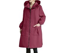 Vhersily Chaqueta impermeable mujer larga transpirable resistente sol chaqueta de lluvia versátil deportivo abrigo con cremallera viajes senderismo chaquetas plegable a las arrugas Trench Outerwear