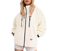 Vhersily Chaqueta impermeable para mujer, portátil, impermeable, chaqueta de lluvia resistente al sol, para viajes, abrigo con cremallera Softshell Jacket Trench plegable antichaquetas para senderismo