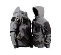 Vhersily Chaquetas tácticas para hombre militares impermeables con capucha antiviento de trabajo Softshell multibolsillos para caza, moto, top de invierno, transpirable, deportivo, versátil combinable
