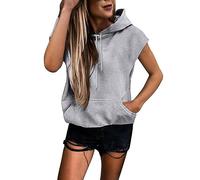 Vhersily Classics - Sudadera sin mangas de gran tamaño para mujer, con capucha, muy ancha, moderna, deportiva, ligera, de verano, para trabajo o béisbol, gris, L