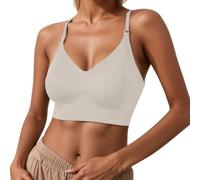 Vhersily Cómoda ropa interior para mujer, sujetador de alta calidad con diseño de encaje, compañero versátil para ocio y comodidad, adecuado renacentista medieval, culturismo deportivo, beige, S