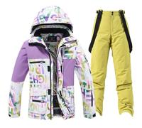 Vhersily Conjunto de chaqueta de esquí y pantalones para hombre y mujer, cálido, nieve, impermeable, cortavientos, traje de esquí transpirable para entrenamiento, gimnasio, trabajo, otoño e invierno