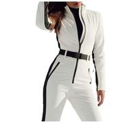 Vhersily Conjunto de esquí deportivo para mujer, traje de nieve, cálido, traje de snowboard impermeable, completo de nieve, elegante, con cremallera de manga larga, monos para después del esquí