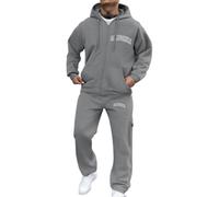 Vhersily Conjunto de hombre deportivo cremallera con capucha otoño e invierno mono 2 piezas chaqueta pantalones ligeros chándales gimnasia manga larga completo tenis para fitness jogging disfraces de