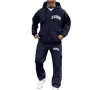 Vhersily Conjunto de hombre deportivo cremallera con capucha otoño e invierno mono 2 piezas chaqueta pantalones ligeros chándales gimnasia manga larga completo tenis para fitness jogging disfraces de